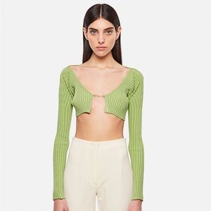 JACQUEMUS LE MAILLE PRALU LONG VISCOSE CROPPED CARDIGAN